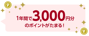 1年間で3,000円分のポイントがたまる!