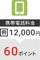 携帯電話料金 例:12,000円→60ポイント