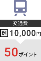 交通費 例:10,000円→50ポイント